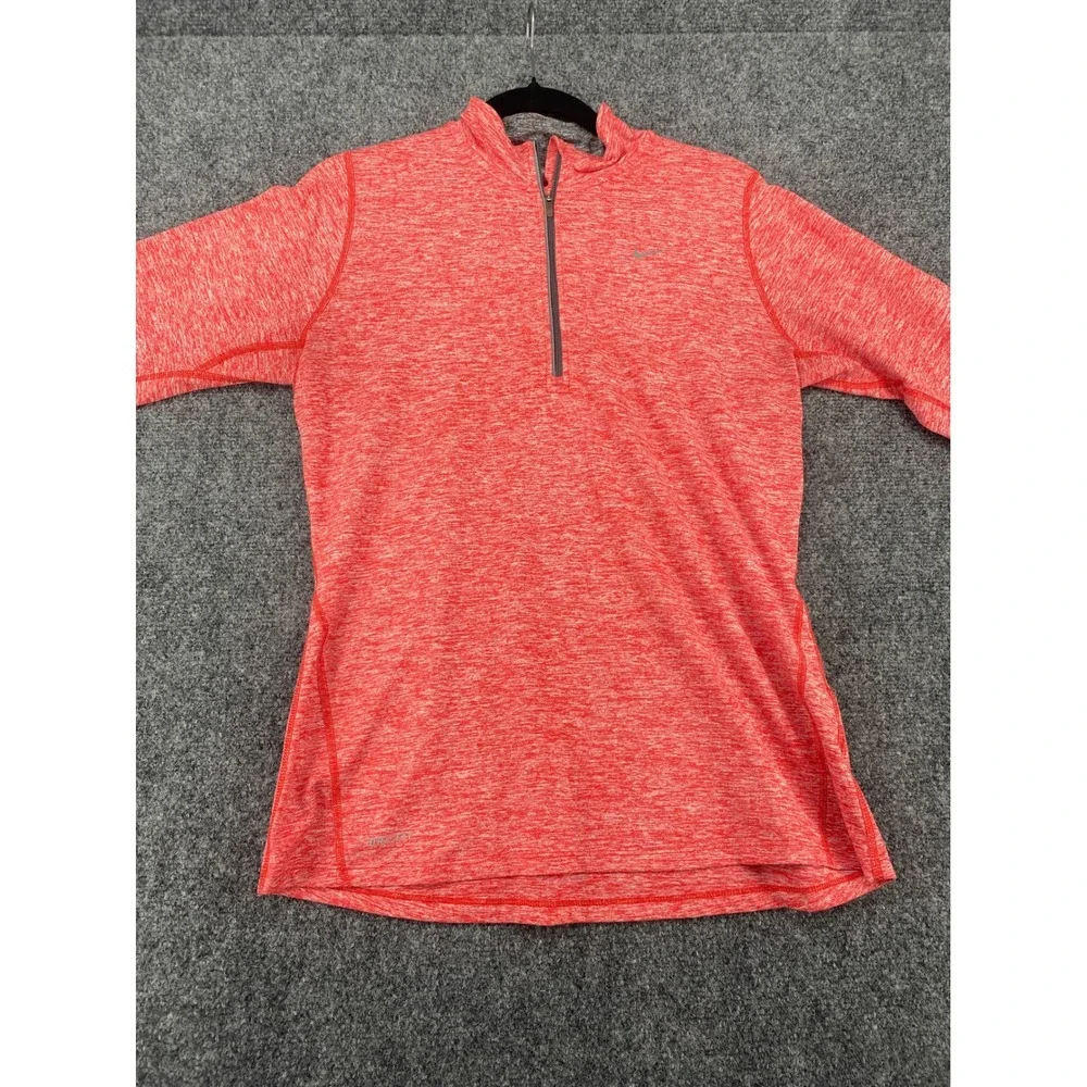 Nike Dri-FIT Running Half Zip Pullover Mens Medium Red Heathered Long Sleeve Top